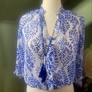 BCBGMaxAzria sheer blue blouse Size XS